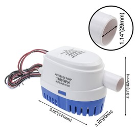 DasMarine Bomba de Agua Sumergible automática de 12 V 760 GPH 1100 GPH con Interruptor de Flotador automático Integrado, 1100GPH, Blanco, 1100GPH