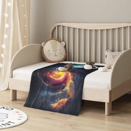 E-RIDES 76x100CM Small Flannel Blanket, Dreamy Starry Sky Blanket for Babies, Kids, Cat, Dog, Travel - Lightweight Blanket for Couch, Bed, Car, and Stroller, Idea Birthday Gift