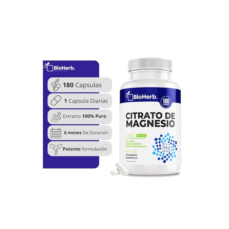 BioHerb® | Citrato de Magnesio Puro con 12% Magnesio Elemental