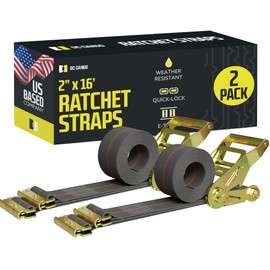 DC Cargo Mall E Track Ratchet Straps Cargo Tie-Downs, (Pack of 2) 2 x 16 Heavy Duty Grey Tie-Down Rachet Straps, Strong Ratchet Strap, E Track Spring Fittings, Tie Down Motorcycle