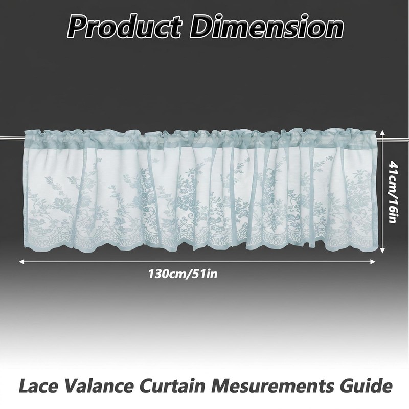 Lace Valances for Windows, Short Floral Lace Valance Curtains