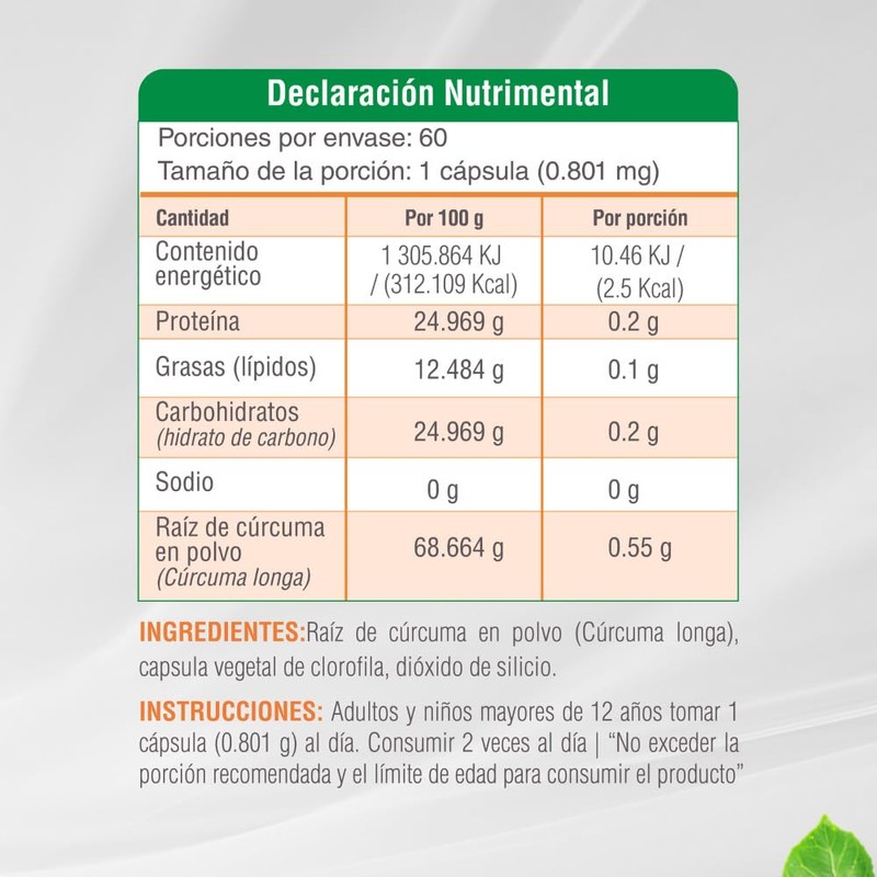 Nutrasien100 Cúrcuma Vegana Orgánica en Cápsulas – 800 mg, 60