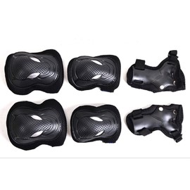 QUUPY 6 in 1 Adult Knee Pads Elbow Pads Wrist Guards Protector Protective Gear for Ice Roller Skating Cycling Riding Scooter Skateboard Light Weight With Adjust Wraps