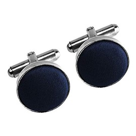 The Tie Co™ Premium Collection Classic Silver Metal Cufflinks (Navy Blue)