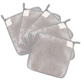 RLMVGBX 2025 New Multipurpose Wire Dishwashing Rags, Two Layers of Reusable Wire Cleaning Cloth for Wet and Dry, Non-Scratch Wire Dishcloth for Home Kitchen Dishes, Sinks (5 Pcs)