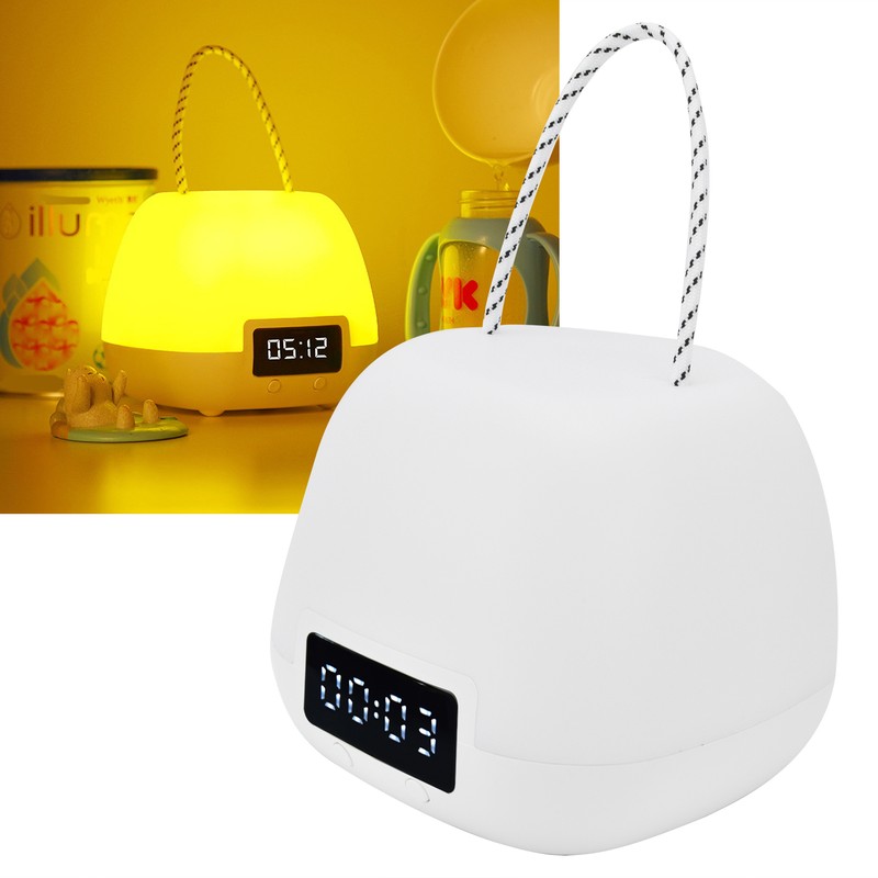 Remote Control Night Light Adjustable LED Portable Bedside Clock Lamp