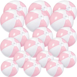 MiniInflat 18 Pcs Inflatable Pastel Beach Balls for Kids Float Toys Pool Large Macaron Beach Balls Bulk 24 16 12 Inch for Water Games Summer Swimming Disco Party Favor(Pink)