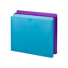Smead Poly File Jacket with Clear Sleeve, Straight-Cut Tab, 1" Expansion, Letter Size, Assorted Colors, 2 per Pack (89611)