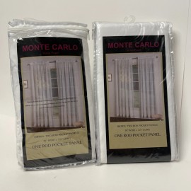 Monte Carlo Set of 2 ONE ROD Sheer Curtain Panels 59x120" (2 pkg) Monte Carlo Drapes Polyest