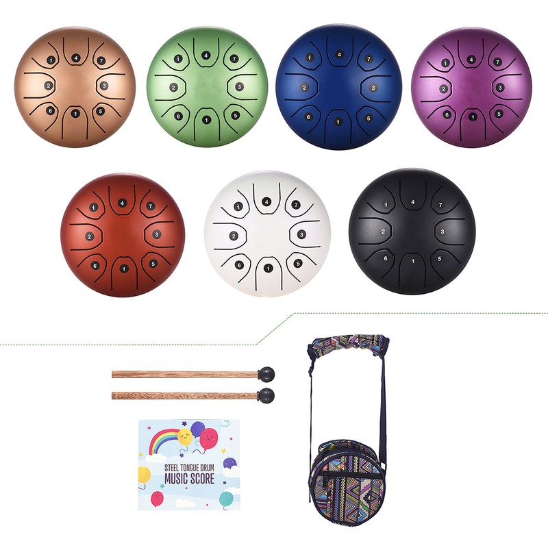 5.5 Inch Mini 8-Tone Steel Tongue Drum C Key Percussion