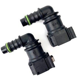 Fuel Line Quick Connector 3/8" Bundy Female to Barb 90 Degree Adapters Fit for 3/8 Steel to 5/16" ID Nylon Tubing, Pack of 2