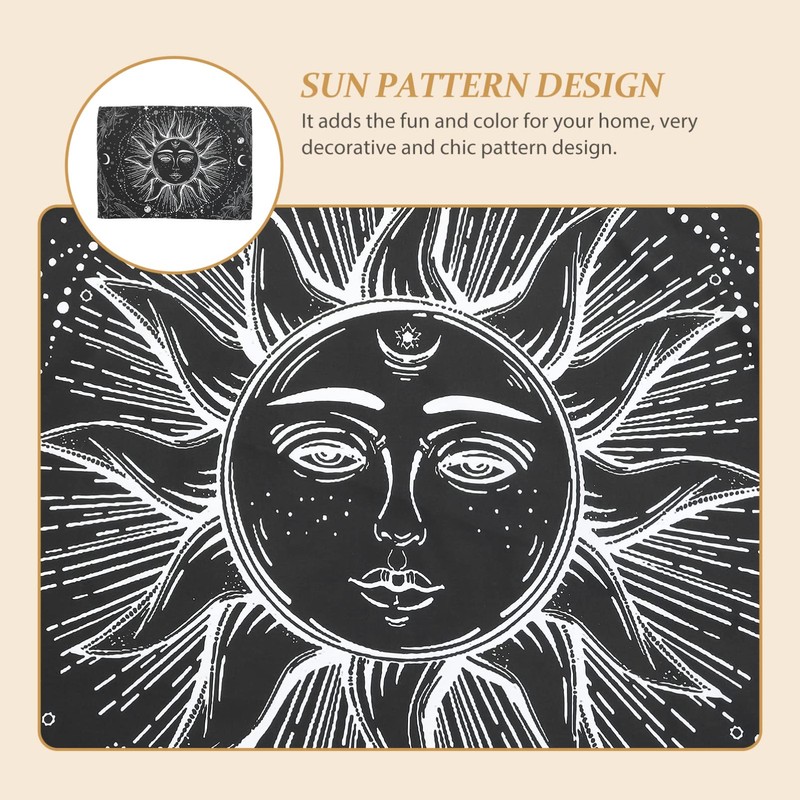 GRIRIW Black White Sun Tapestry Wall Hanging Boho Decor for