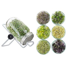 2 Set Sprouting Jar Lids with Stainless Steel Sprouting Stands Kit Stainless Steel Mason Jar Lids Sprout Making Tool for Sprout Germinator Germination Accessory for Wide Mouth Mason Jars (86mm)