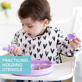 Bumkins Juego de Utensilios de Silicona Lavanda