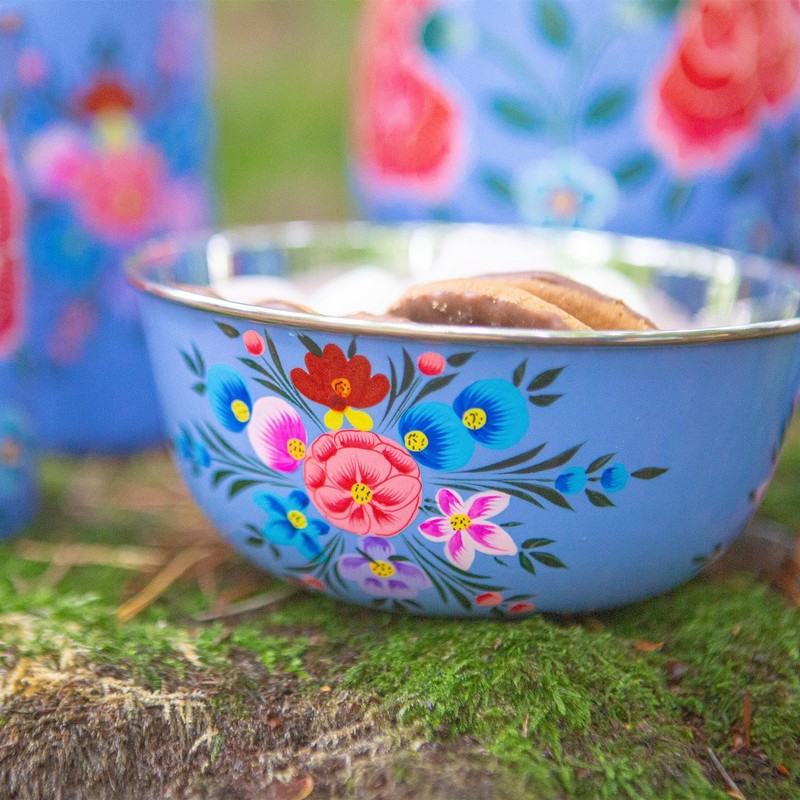 1x Ocean Pansy 14.5cm Hand-Painted Picnic Snack Bowl - Reusable