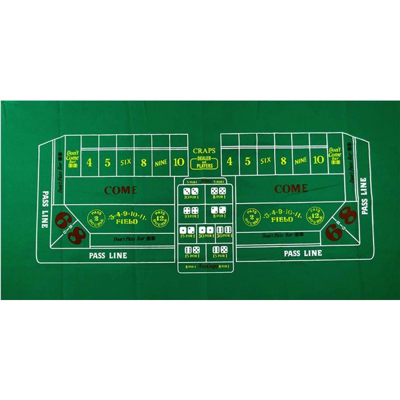 Craps & Texas Hold'em Poker Essentials Set: 2-Sided 6ft x