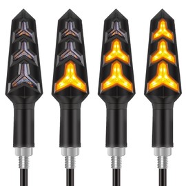 Kinstecks 4PCS Motorcycle Turning Indicators Flowing Turn Signal Lights 12V 12 LEDs Bulbs for Motorbike Scooter Quad Cruiser Off Road-Y Shape