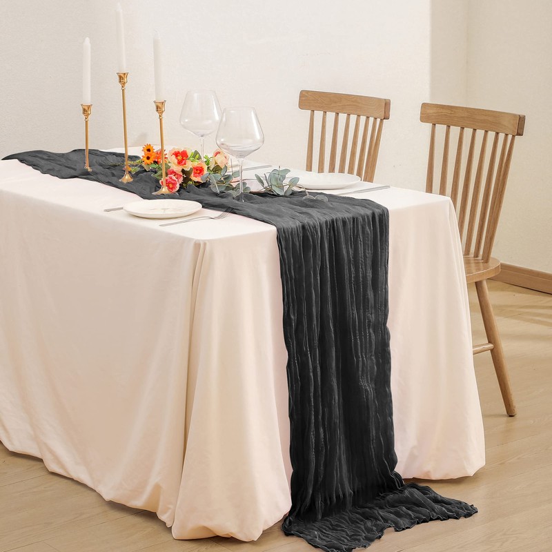 Time to Sparkle Cheesecloth Table Runner 90X400CM - Black