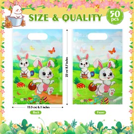 Tatuo 60 Pcs Easter Gift Bags Easter Plastic Tote Bags Easter Eggs Bunny Candy Bags with Handles Easter Goodie Bags Spring Easter Frog Chick Tote Bags for Spring Easter Party Favor Easter Egg Hunt