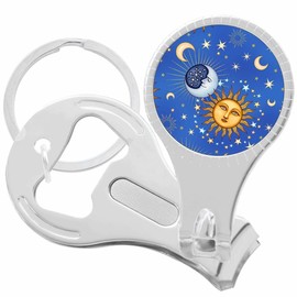Celestial Moon and Stars Nail Clippers Plus Bottle Opener Keychain