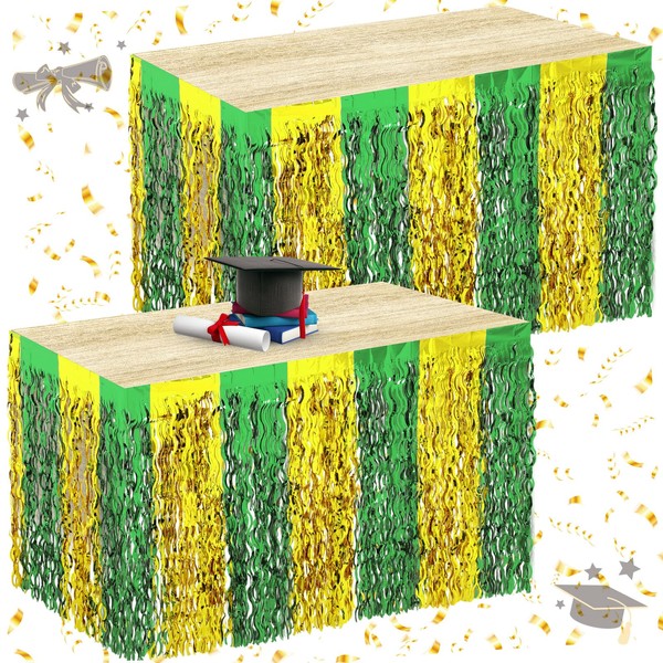 Oudain Green and Gold Party Decorations, 2 Pack Wavy Metallic