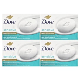 Dove Beauty Bar Soap, Sensitive Skin, Fragrance Free, 4 Bars, 3.75 oz (106 g) Each