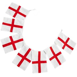 Fabric Double Sided England St Georges Bunting 10metres/33ft Long with 30 Flags