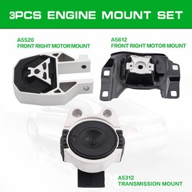 Engine Motor and Transmission Mount Kit Compatible with 2012-2018 Focus L4 2.0L Replace OE 5S4Z6038AA CV6Z6068A AV6Z6068A 5S4Z6038BA 5S4Z6038BB 5S4Z6038CA A5312 A5520 A5612 Set of 3