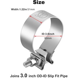EVIL ENERGY 3 inch Exhaust Clamp,3" Narrow Band Muffler Clamp Stainless Steel for Heavy-duty Exhaust systems, Downpipes, Catback Exhausts, Mufflers,Tailpipes 4 Pack