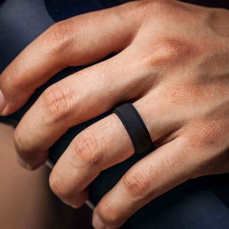 ThunderFit Anillos de boda de silicona para hombre, transpirable, 2