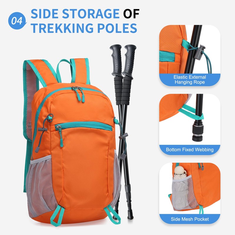 SUIKIHUM Hiking Daypack Packable, Camping Backpack Water Resistant Lightweight Polyester