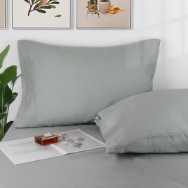 Lirex 2 Pack Pillow Cases, 100% Cotton Breathable Pillowcases Pillow Covers, 50 x 75 cm Queen Size, Grey