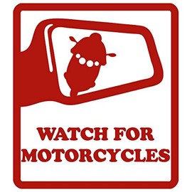 Watch for Motorcycles Bike Chopper Sign Car Window Vinyl Decal Sticker (WM-01) (Red, 4 inches x 3.5 inches)