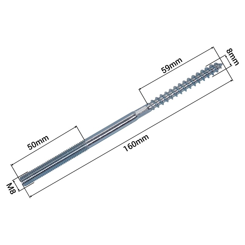 SKIR'CO Pack of 10 Hanger Bolts M8 x 160 mm