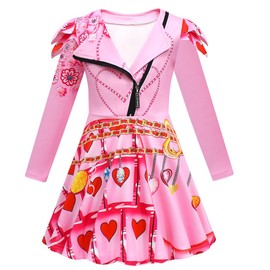 Girls Princess Red Dress Kids Blue Pink Evie Bridget Zipper Jacket Carnival Outfit for 4-12 Years (140, Pink)