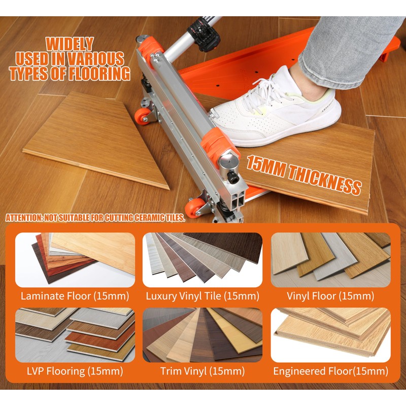 Laminate/Vinyl Floor Cutter, 13” Vinyl Plank Cutter with Wheels –