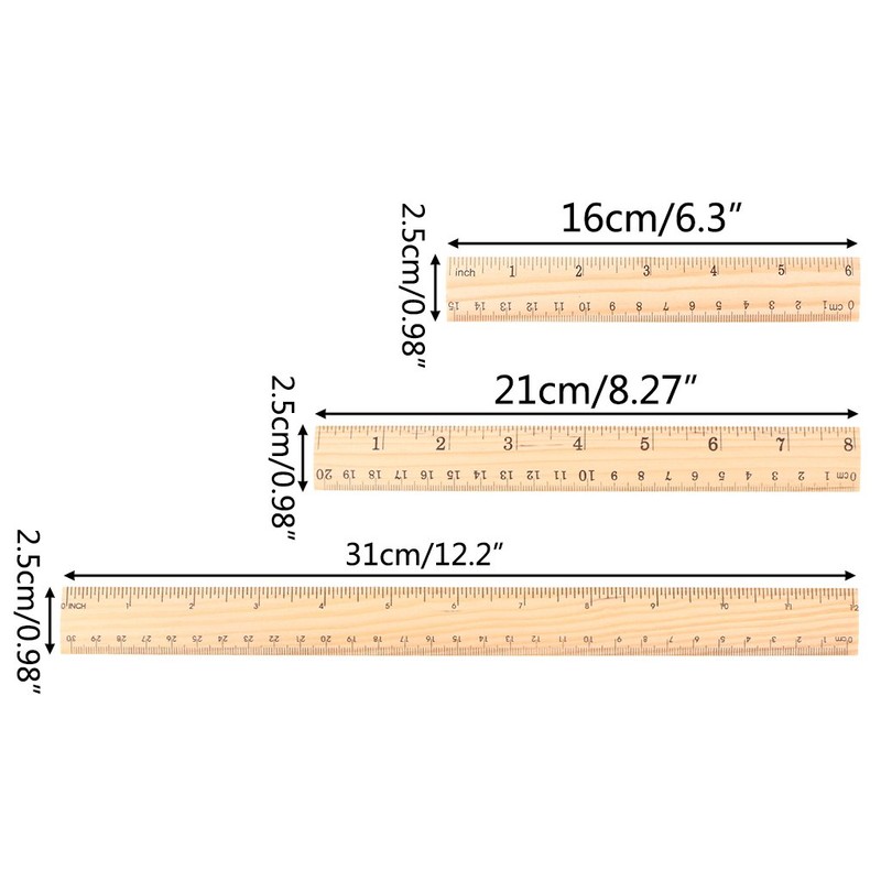 Lyguy Wooden Ruler, Wooden Ruler Double Sided Student School Office