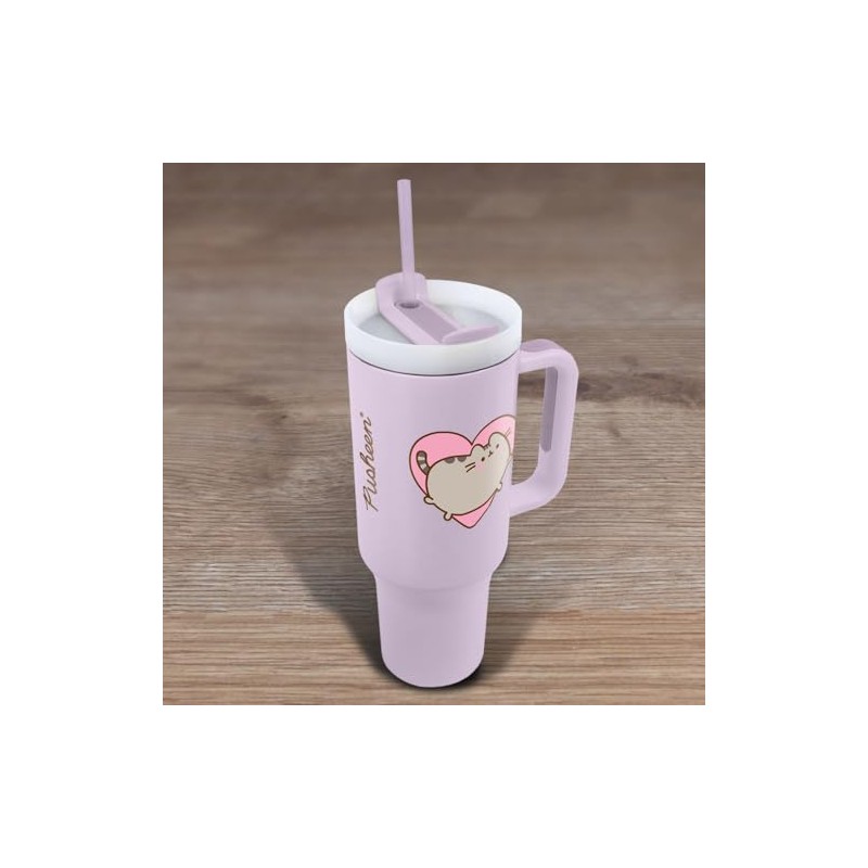 Pyramid International Pusheen Heart 40oz/1200ML Tumbler with Straw and Lid,