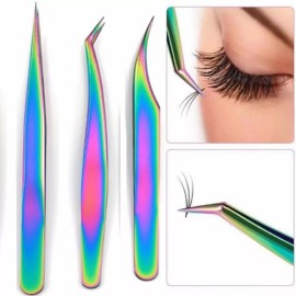 Lay Set De 3 Pinzas Para Extensión Pestañas Mink, Volumen Ruso
