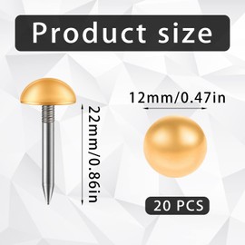 NHALESBG 20pcs Brass Push Pins, Retro Solid Pure Brass Tacks Metal Thumb Tacks Small Head Thumb Tacks for Furniture Wood Carpet Tacks Hardware Nails (Yellow)