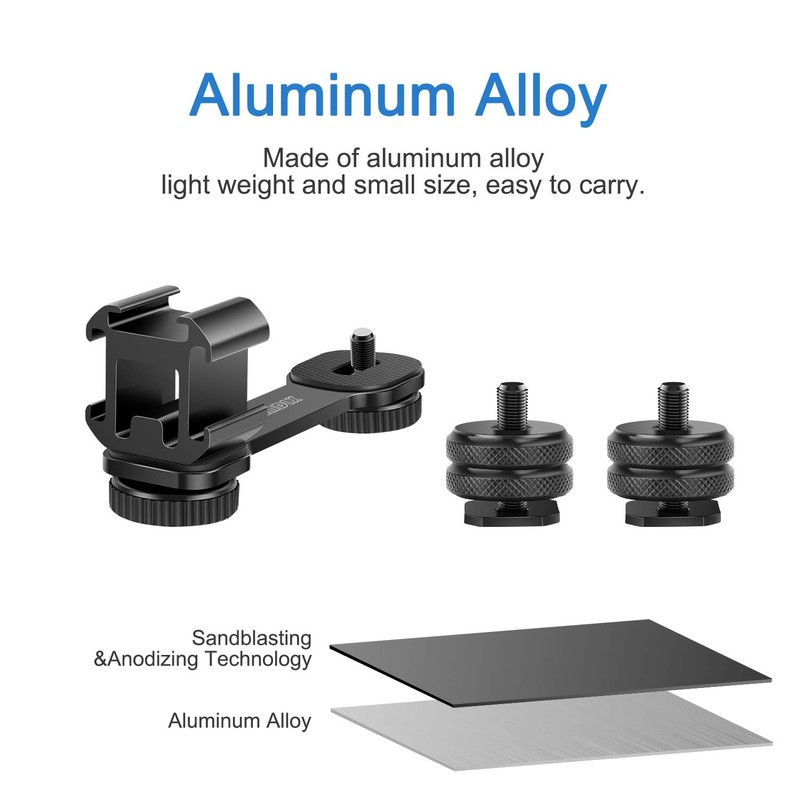 Triple Hot Shoe Adapter, 1/4 Inch Screw Adapter, 3 in