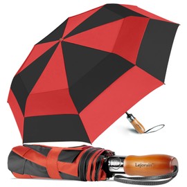 Lejorain Strong Windproof Golf Umbrella - 54 Inch Folding Rain Travel Oversized Umbrellas Auto Open Close Double Canopy Heavy Duty Umbrella for Adults