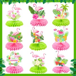 Gyufise 9 Pack Flamingo Honeycomb Centerpieces Decorations Hawaii Luau Table Toppers Flamingo Party Table Centerpieces Summer Tropical Aloha Hawaiian Luau Party Supplies Pink