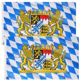 Scinzene Pack of 2 Bavaria Flag, 150 x 90 cm, Oktoberfest Party Decorations, Bavaria Flag, Oktoberfest Decoration, with Brass Eyelets, Weatherproof Flag for Flagpole, 100% Polyester
