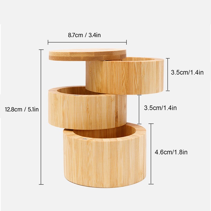 Home 3 Tier Bamboo Wood Container 3 Tier Seasoning Container