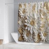 Chrainy 4Pcs 3D Floral Shower Curtain Sets Elegant White Blossom