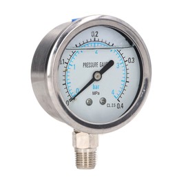 Vacuum Pressure Gauge Shockproof Radial Stainless Steel Case for Industrial Household 1/4in NPT 0~0.4Mpa