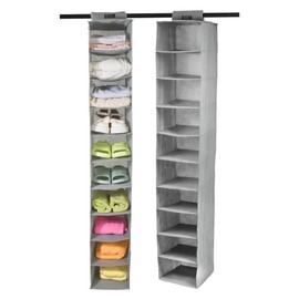 Boxy Concepts 10 Shelf Hanging Closet Organizer - Hat Rack for Baseball Caps, Towels, Shoes, Toys, Laundry Room, and Bedroom Clothes - Shoe Rack - Laundry Basket - Hat Organizer