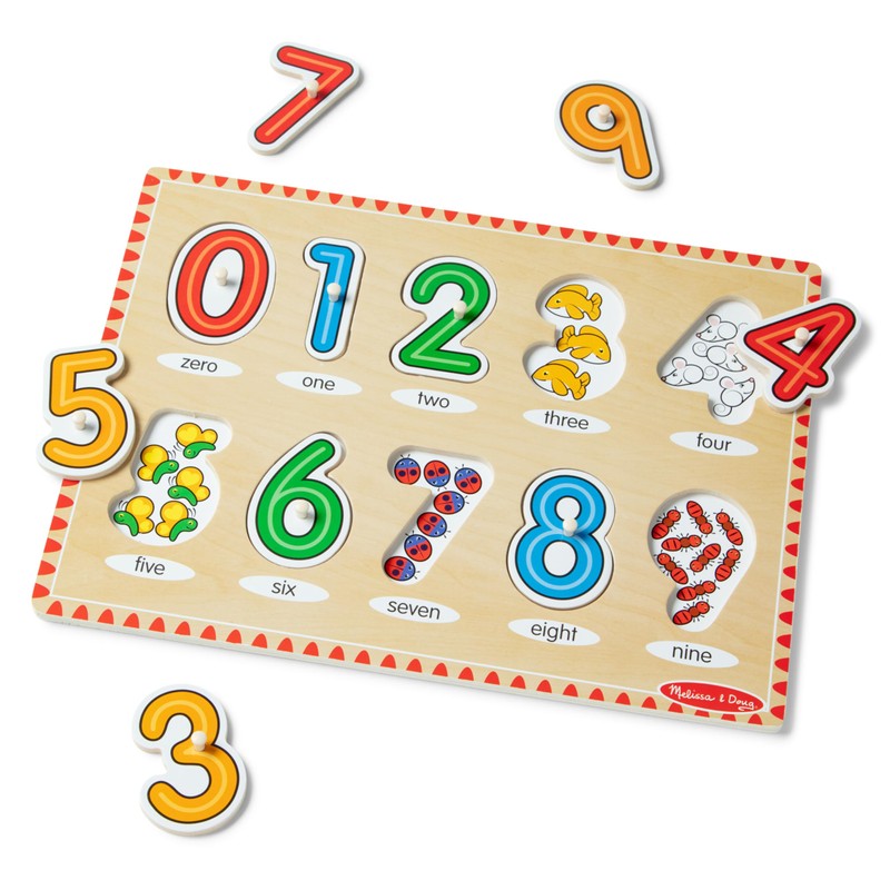Melissa & Doug Wooden Lift & See Peg Puzzle Early