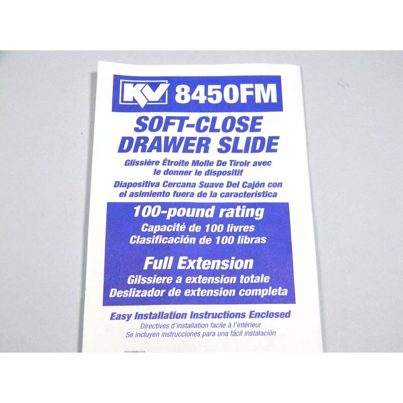 Knape & Vogt KV 8450FM Full Extension Soft Close Drawer